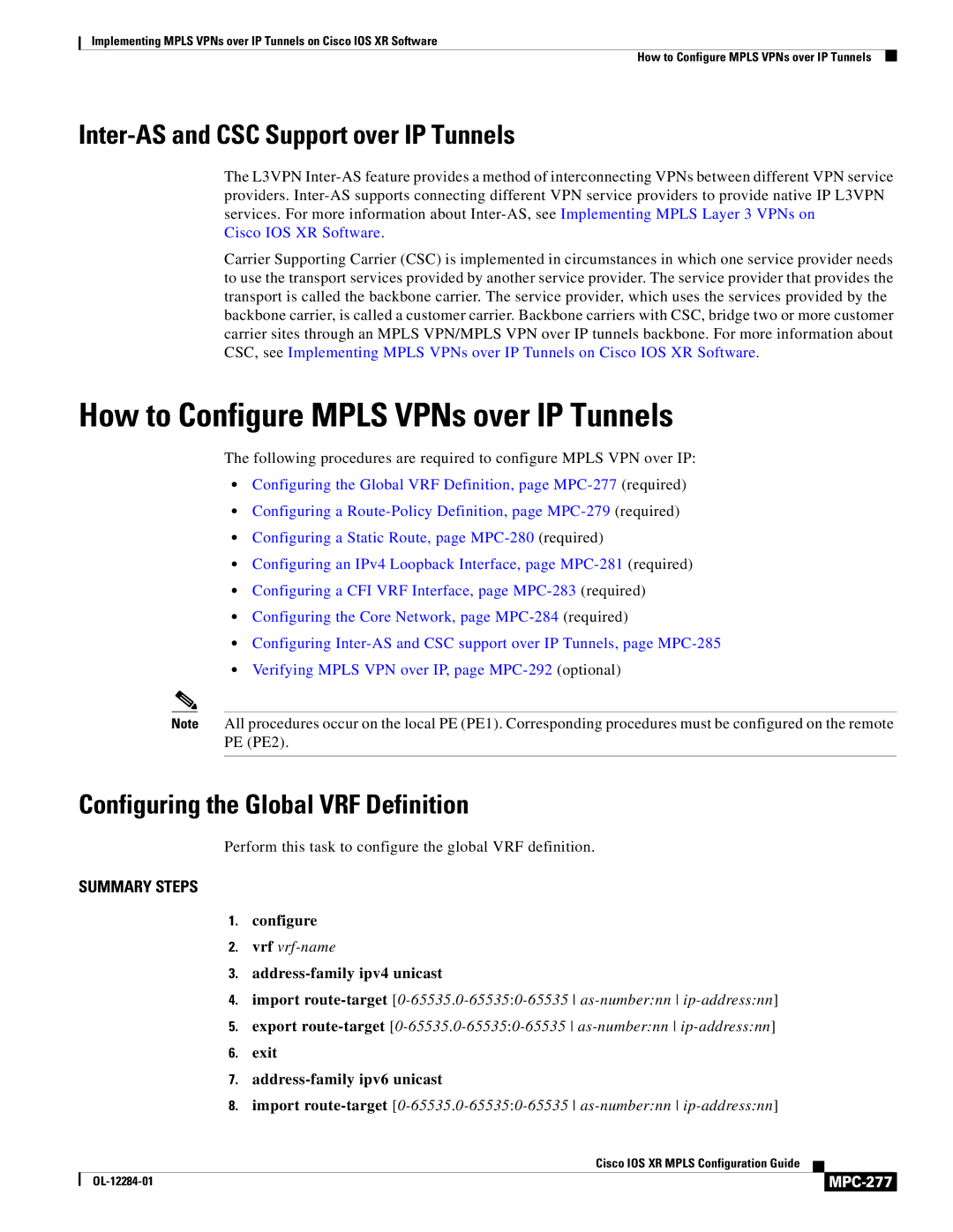 Cisco Systems MPC-273 manual How to Configure Mpls VPNs over IP Tunnels, Inter-AS and CSC Support over IP Tunnels, MPC-277 