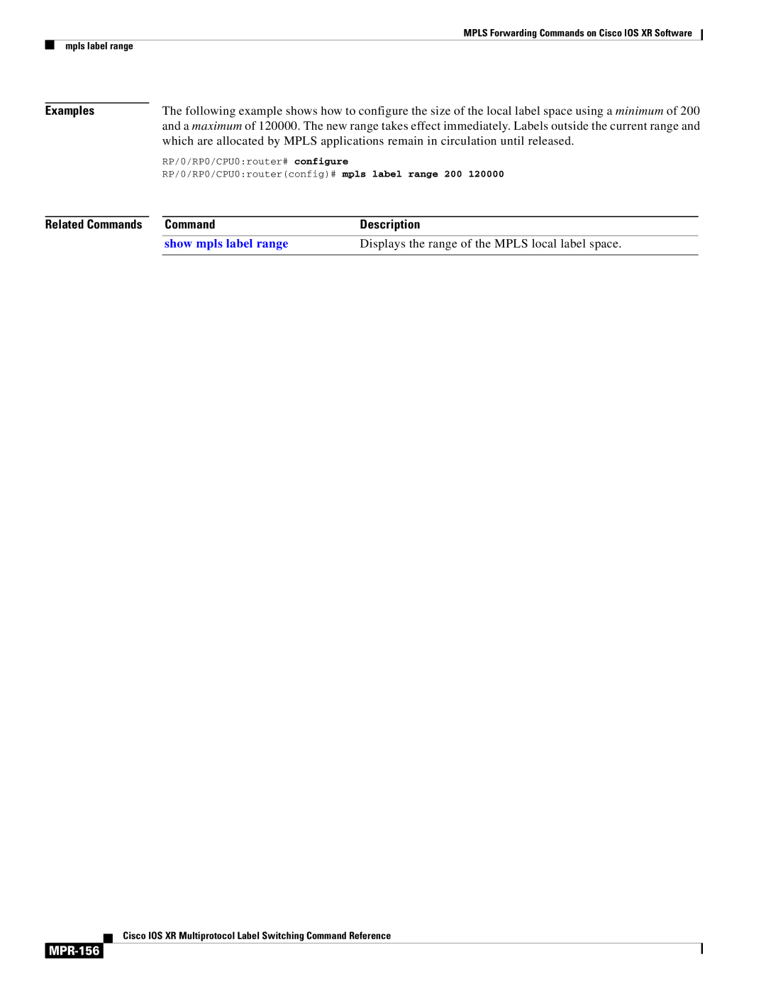 Cisco Systems MPR-151 manual Command Description, MPR-156 