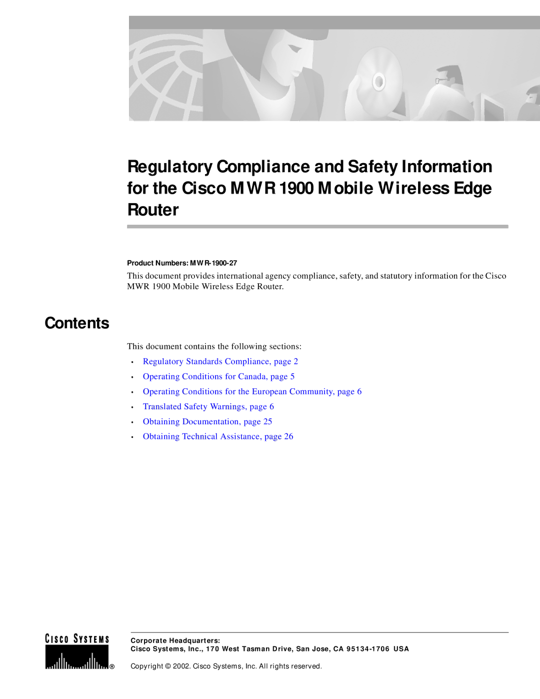 Cisco Systems MWR-1900-27 manual Contents 