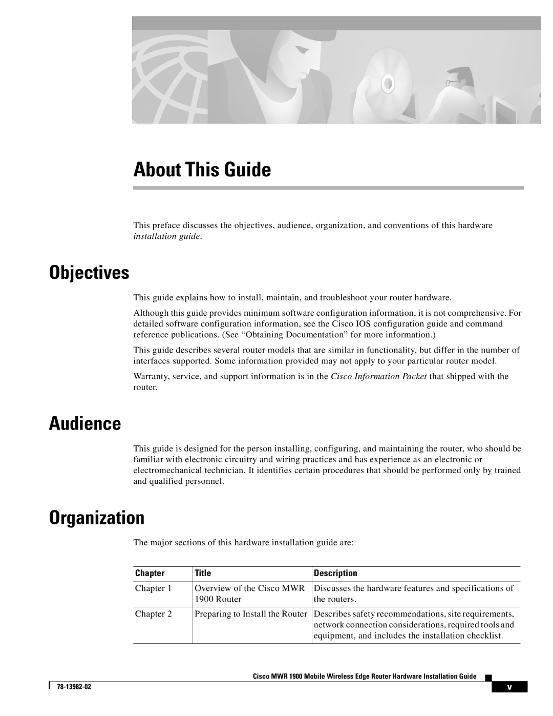 Cisco Systems MWR 1900 manual Objectives, Audience, Organization, Chapter Title Description 