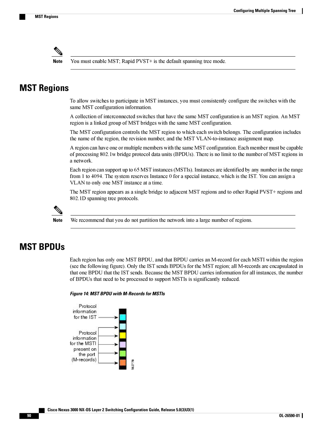 Cisco Systems N3KC3048TP1GE, N3KC3064TFAL3 manual MST Regions, MST BPDUs 