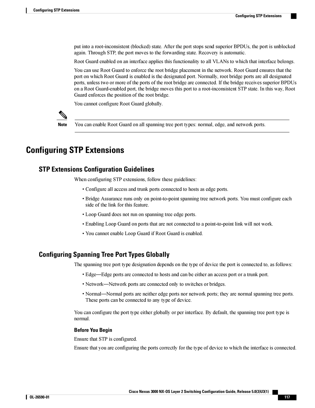 Cisco Systems N3KC3064TFAL3, N3KC3048TP1GE manual Configuring STP Extensions, STP Extensions Configuration Guidelines 