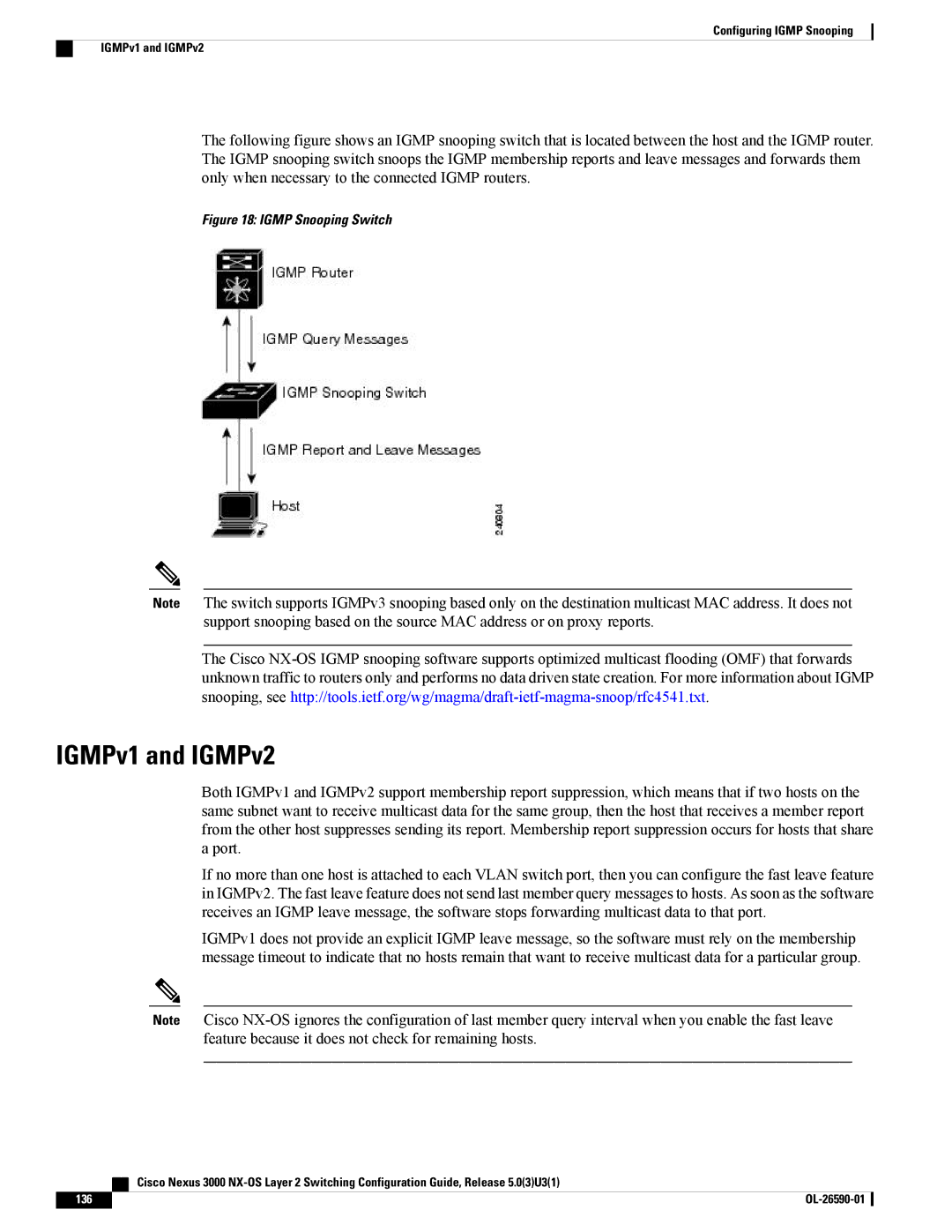 Cisco Systems N3KC3048TP1GE, N3KC3064TFAL3 manual IGMPv1 and IGMPv2, Igmp Snooping Switch 