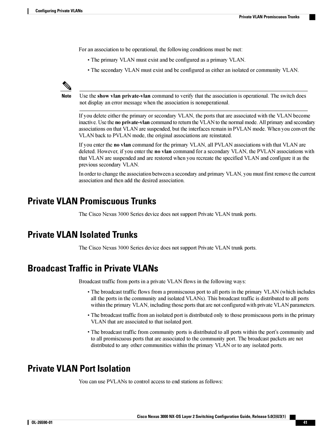 Cisco Systems N3KC3064TFAL3 Private Vlan Promiscuous Trunks, Private Vlan Isolated Trunks, Private Vlan Port Isolation 