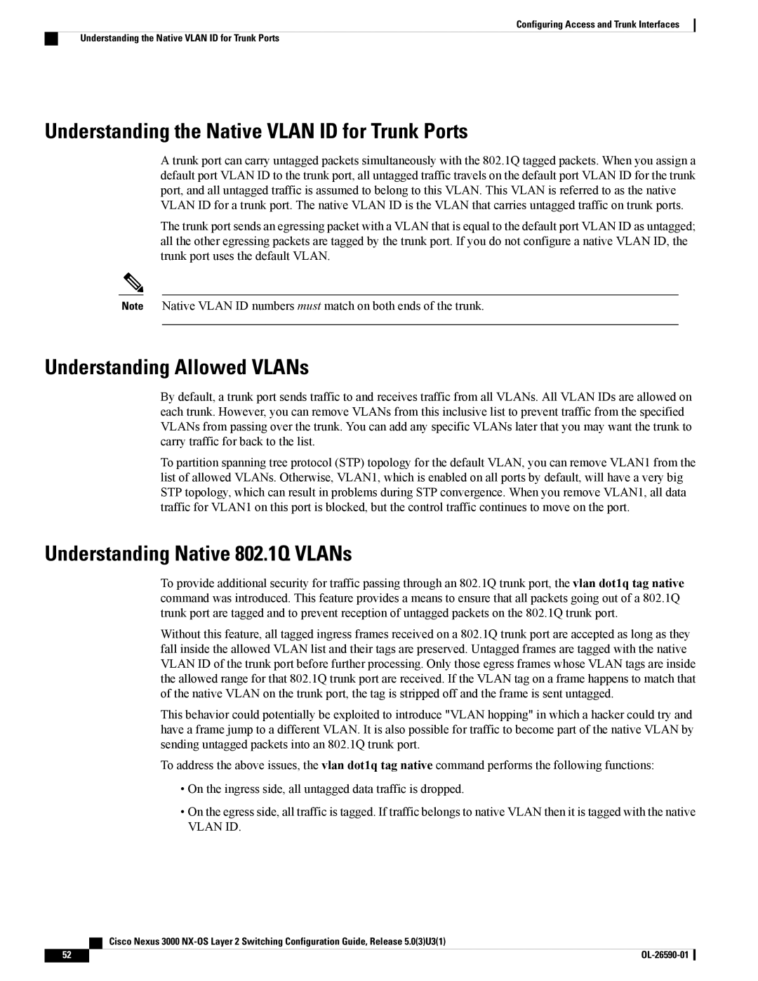 Cisco Systems N3KC3048TP1GE, N3KC3064TFAL3 Understanding the Native Vlan ID for Trunk Ports, Understanding Allowed VLANs 