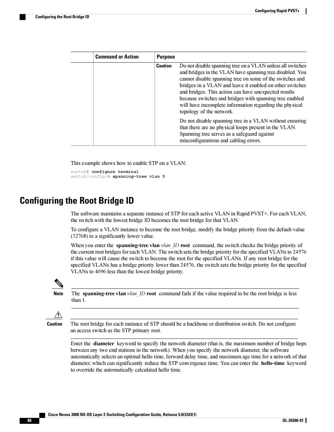 Cisco Systems N3KC3048TP1GE, N3KC3064TFAL3 manual Configuring the Root Bridge ID 