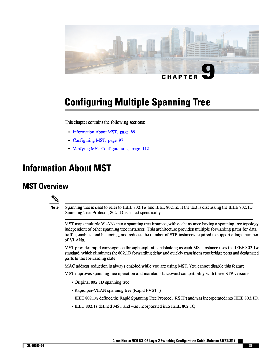 Cisco Systems N3KC3064TFAL3 manual Configuring Multiple Spanning Tree, Information About MST, MST Overview, C H A P T E R 