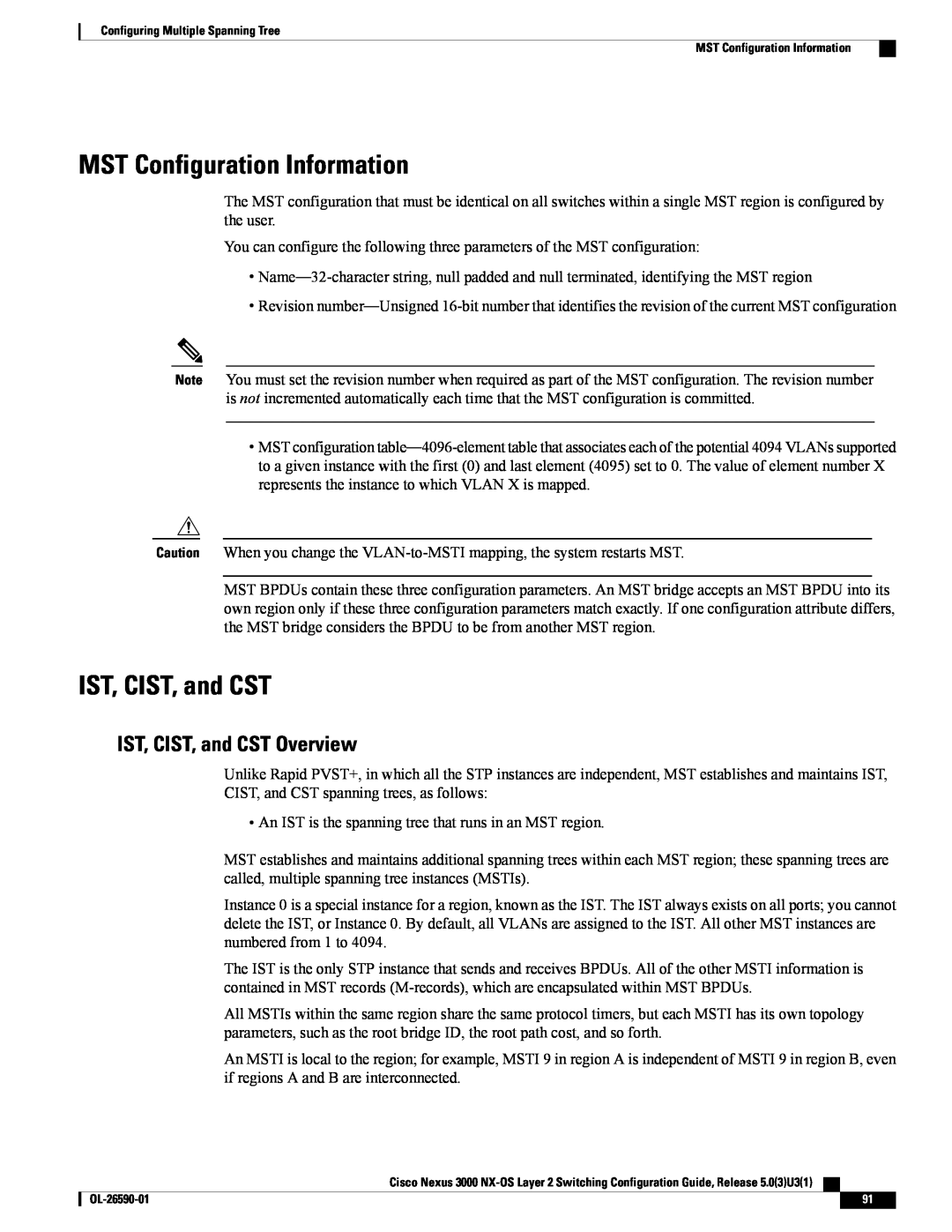 Cisco Systems N3KC3064TFAL3, N3KC3048TP1GE manual MST Configuration Information, IST, CIST, and CST Overview 