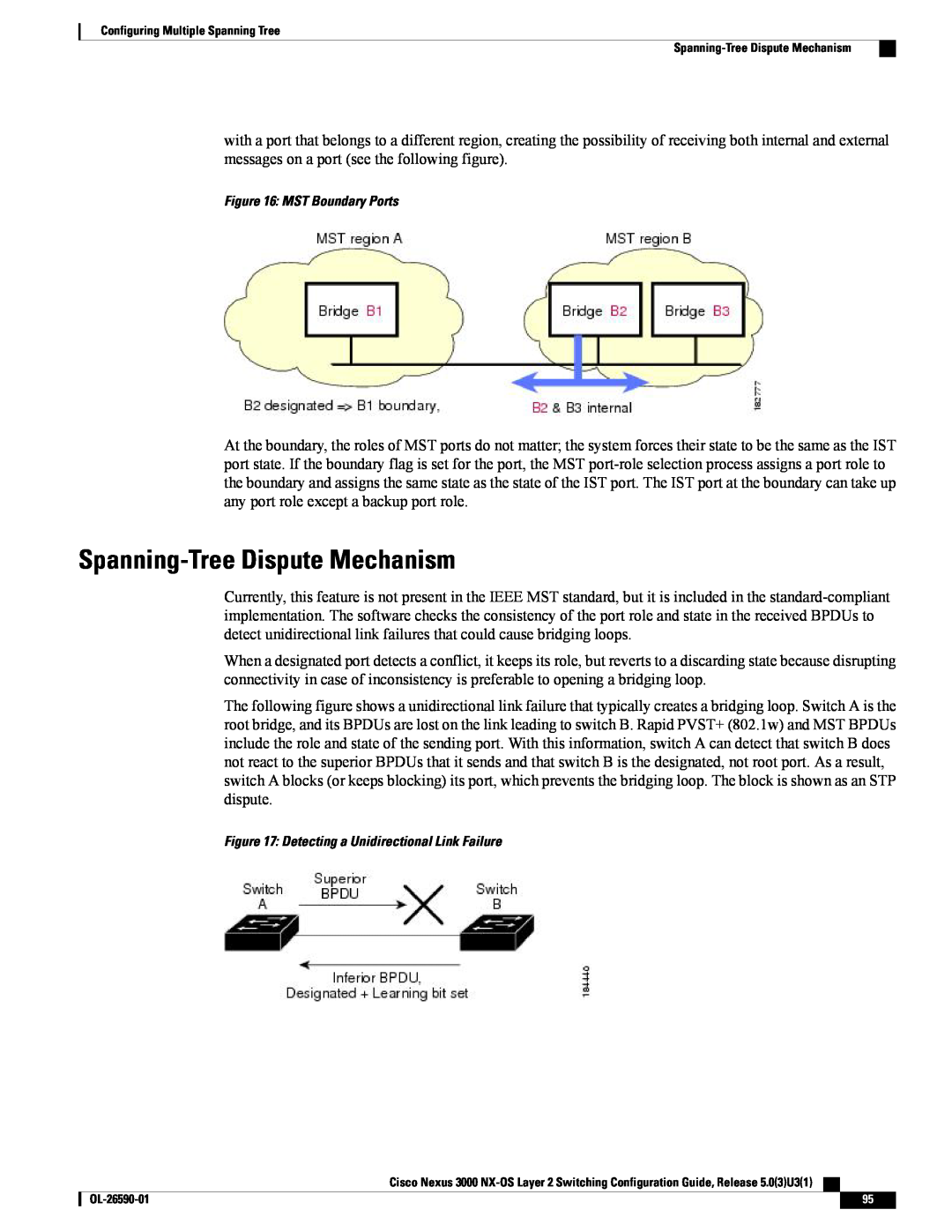 Cisco Systems N3KC3064TFAL3 Spanning-Tree Dispute Mechanism, MST Boundary Ports, Detecting a Unidirectional Link Failure 