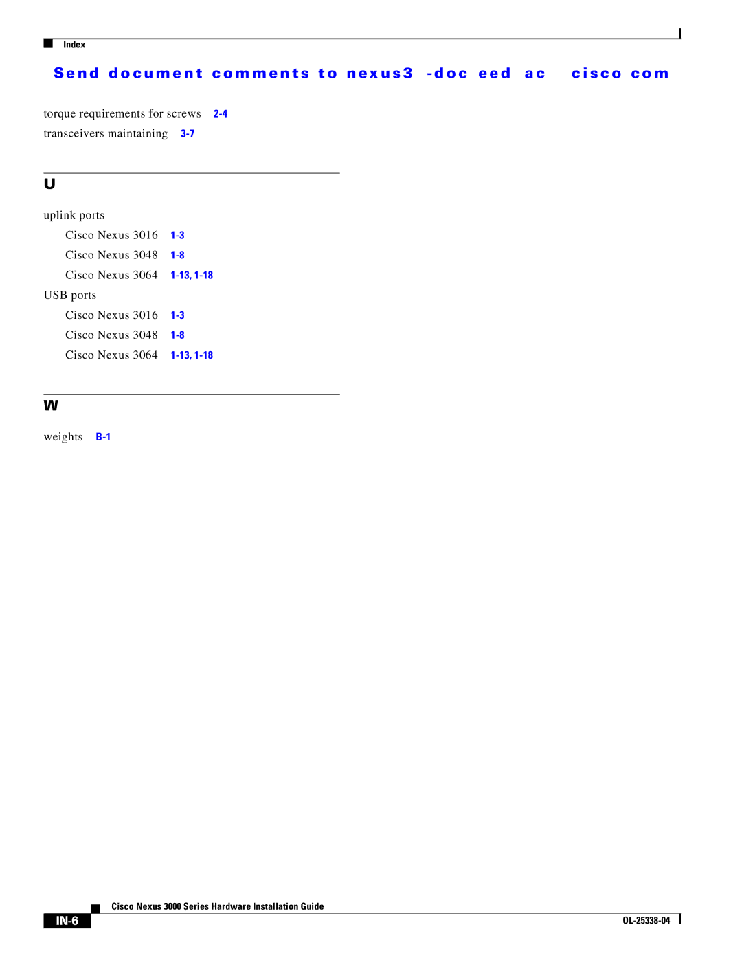 Cisco Systems N3KC3524P10G manual IN-6 