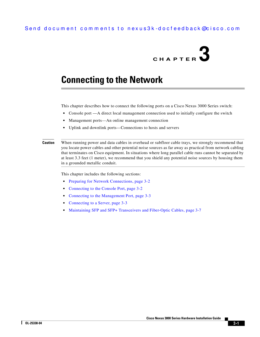 Cisco Systems N3KC3524P10G manual Connecting to the Network 