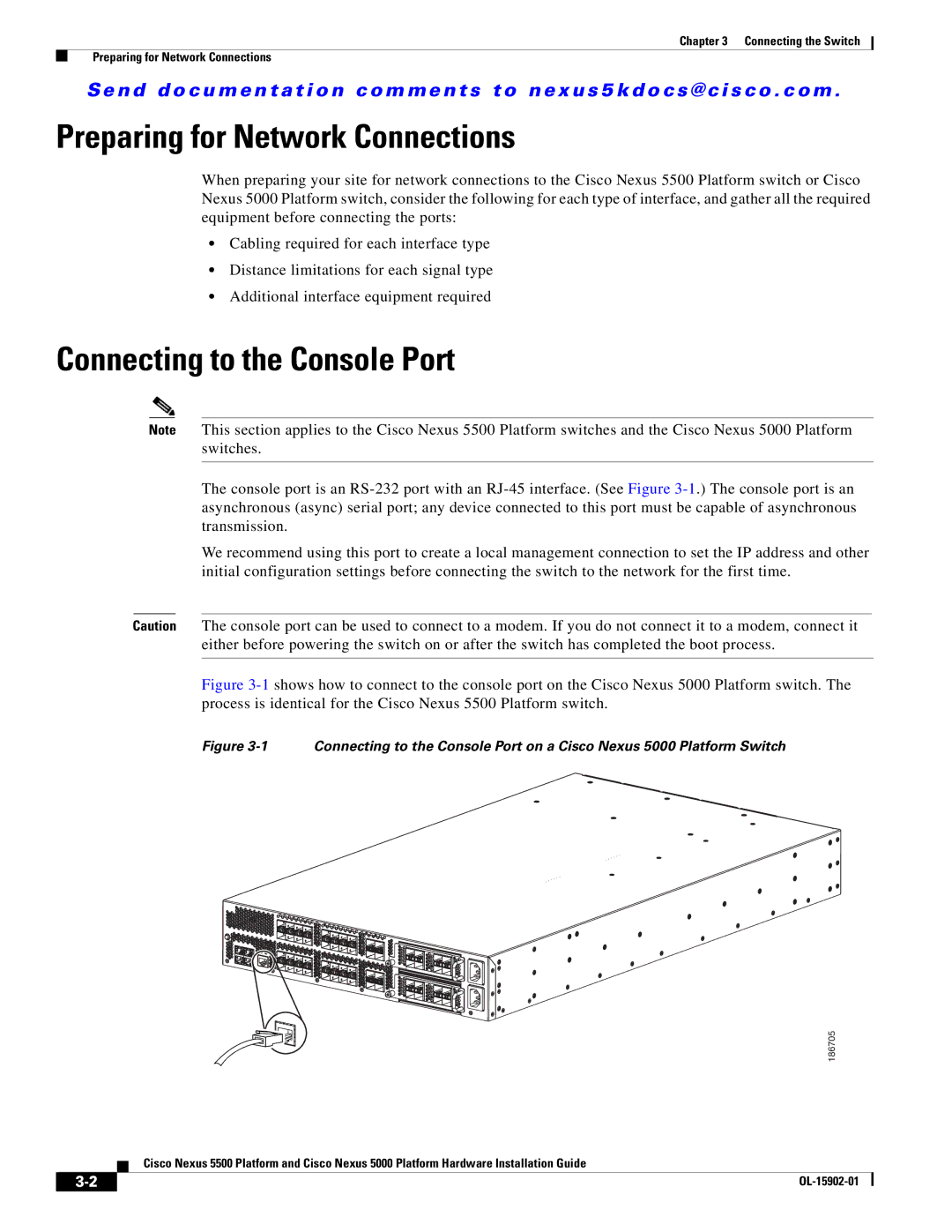 Cisco Systems N55M4Q, N5KC5548UPFA manual Preparing for Network Connections, Connecting to the Console Port 