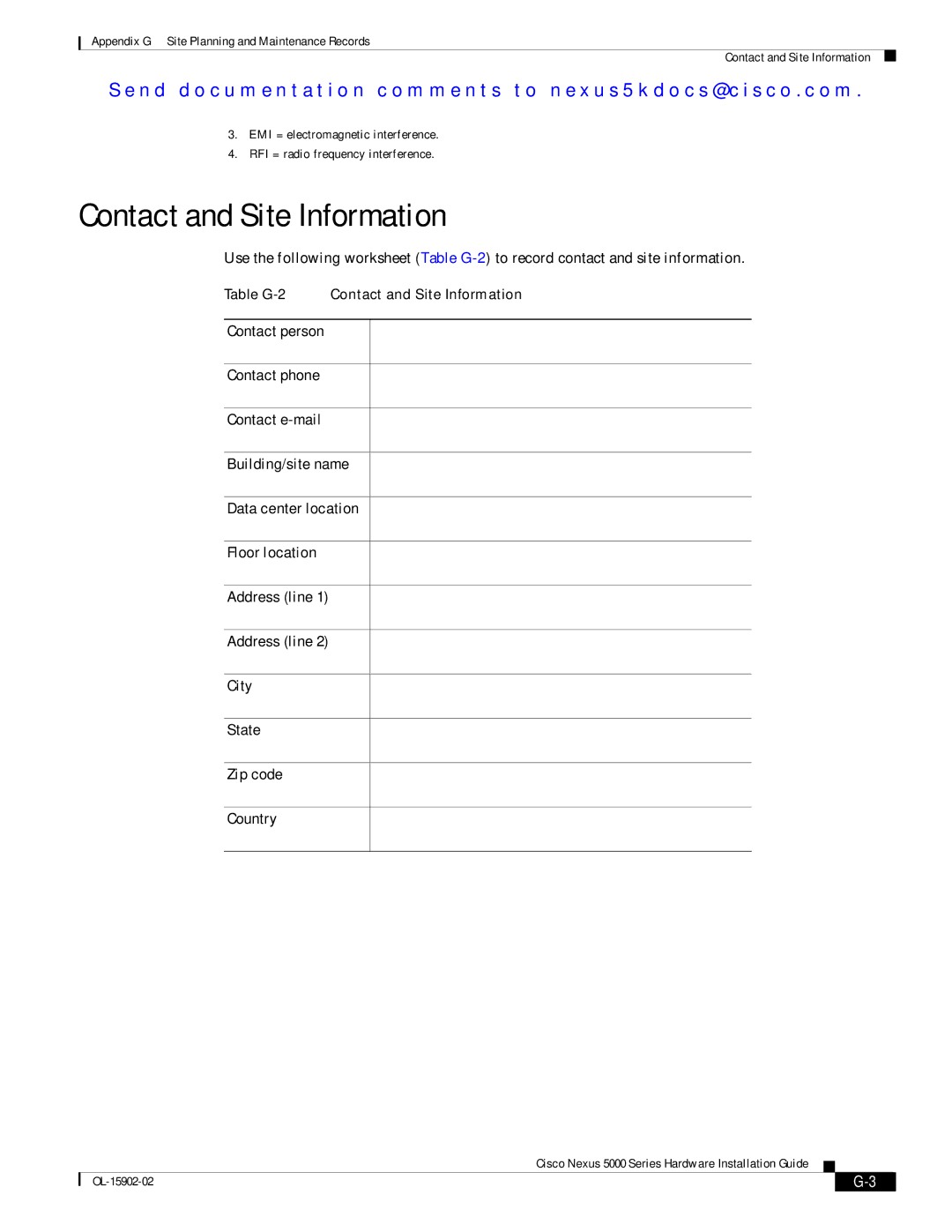 Cisco Systems N5KC5548UPFA, N55M4Q manual Contact and Site Information 