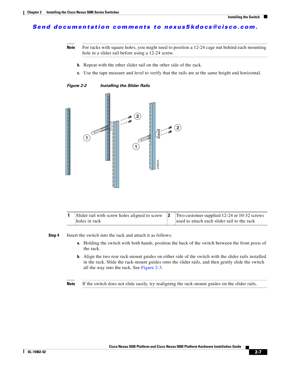 Cisco Systems N5KC5548UPFA, N55M4Q manual Installing the Slider Rails 