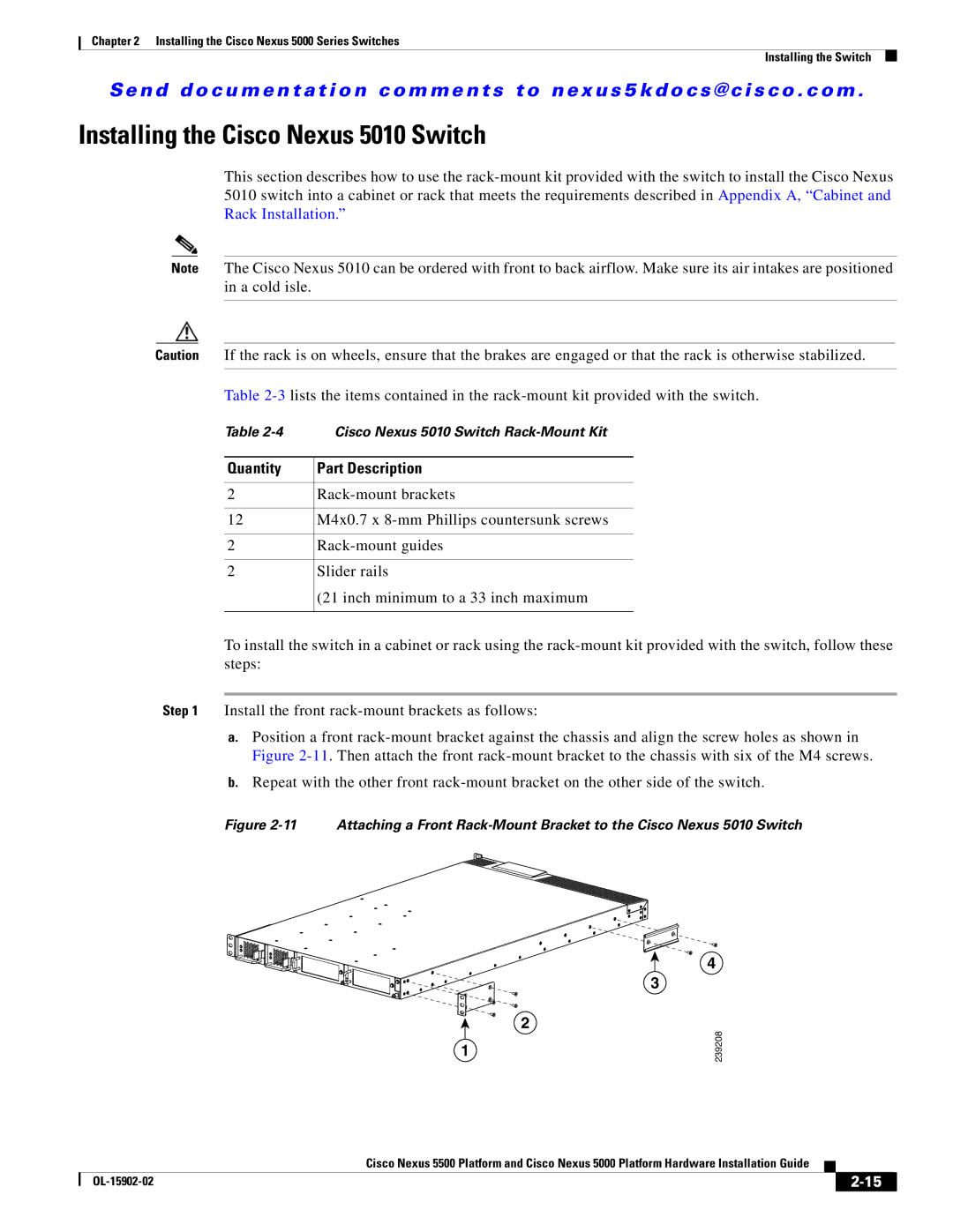 Cisco Systems N5KC5548UPFA, N55M4Q manual Installing the Cisco Nexus 5010 Switch, Part Description 