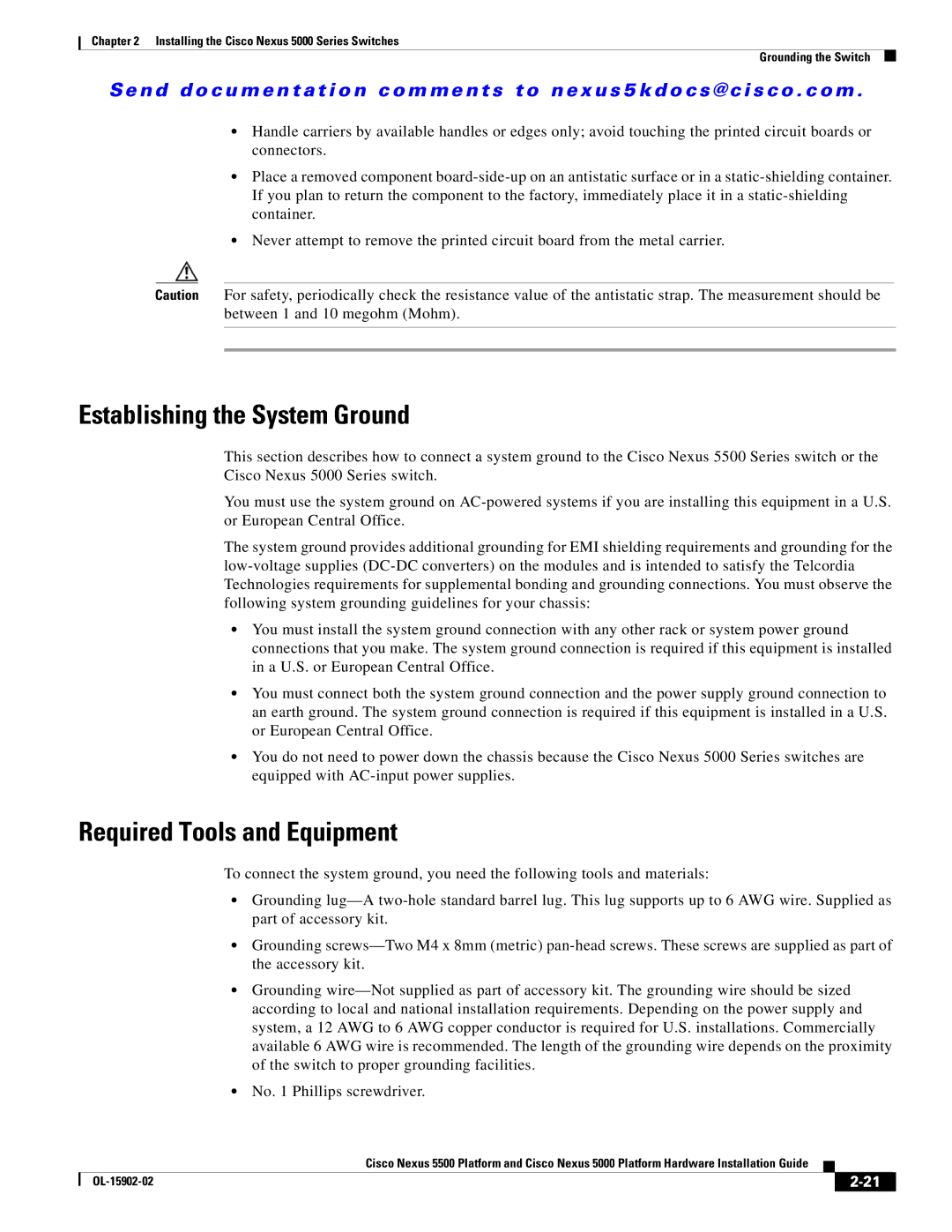 Cisco Systems N5KC5548UPFA, N55M4Q manual Establishing the System Ground, Required Tools and Equipment 