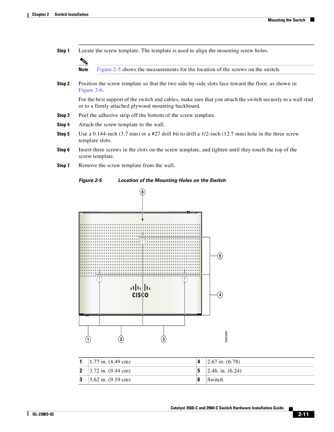 Cisco Systems N55M4Q manual 77 in .49 cm 72 in .44 cm 46. 62 in .19 cm Switch 