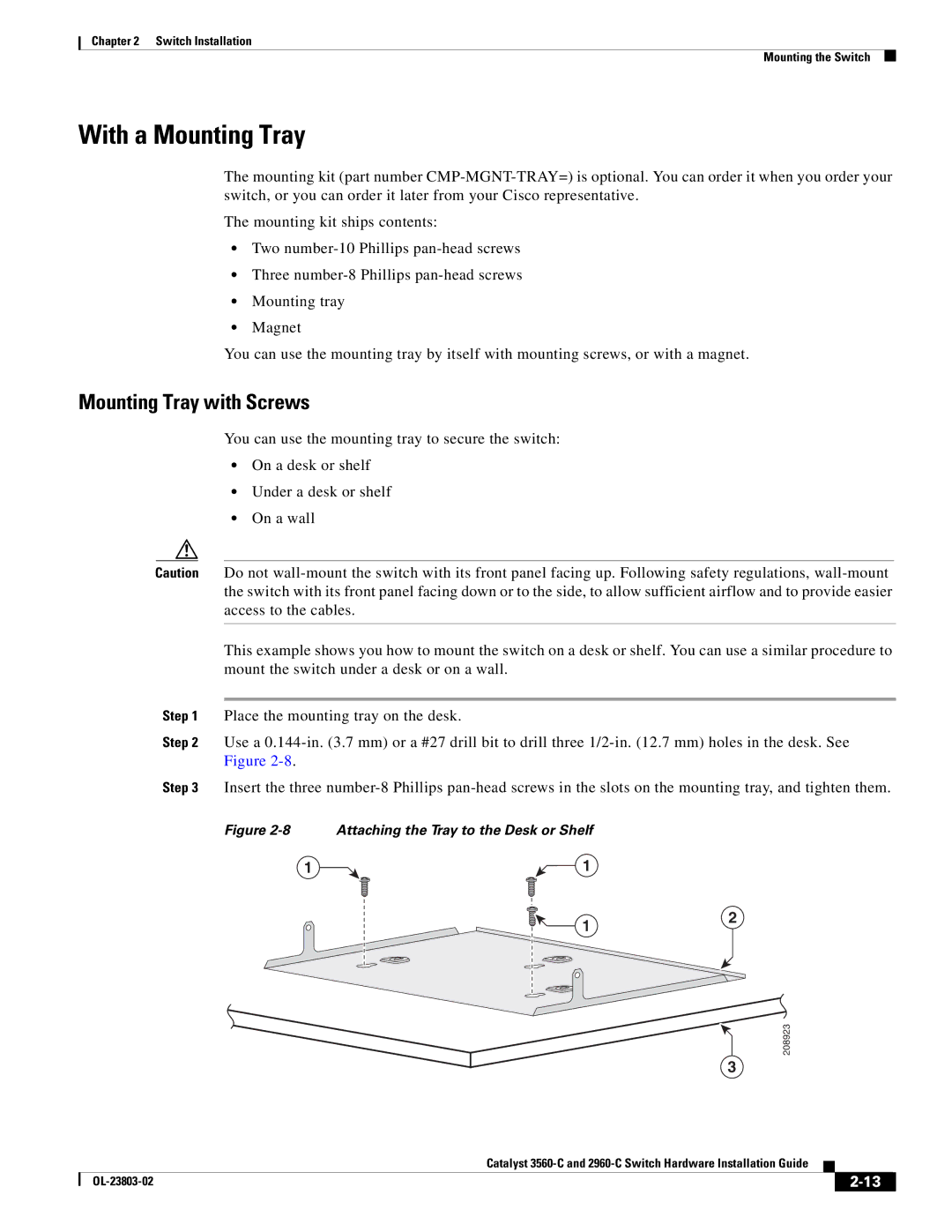 Cisco Systems N55M4Q manual With a Mounting Tray, Mounting Tray with Screws 