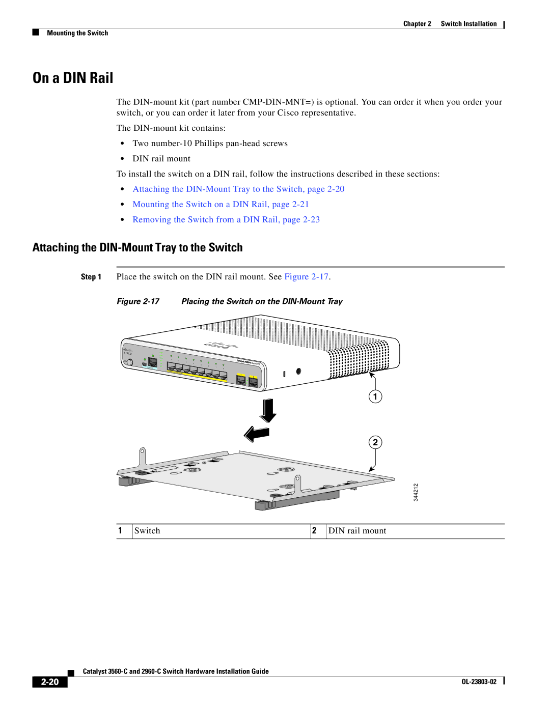 Cisco Systems N55M4Q manual On a DIN Rail, Attaching the DIN-Mount Tray to the Switch 