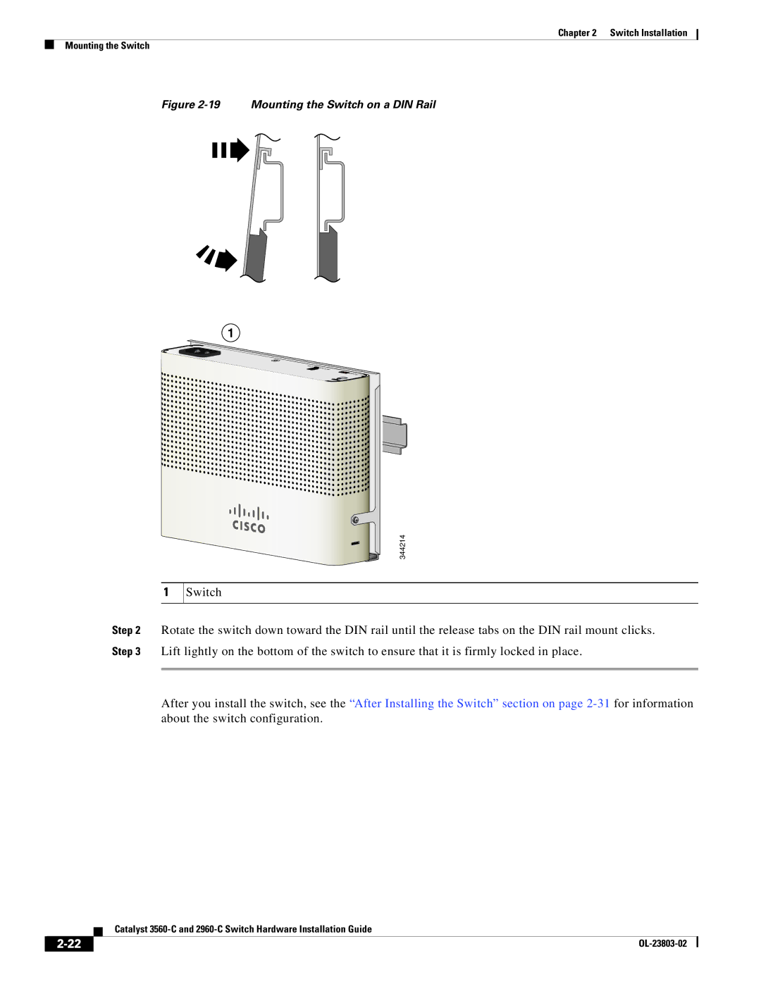 Cisco Systems N55M4Q manual Mounting the Switch on a DIN Rail 