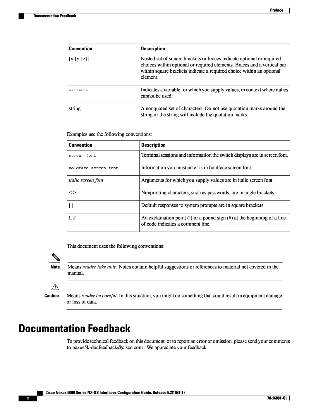 Cisco Systems N5KC5596TFA manual Documentation Feedback 