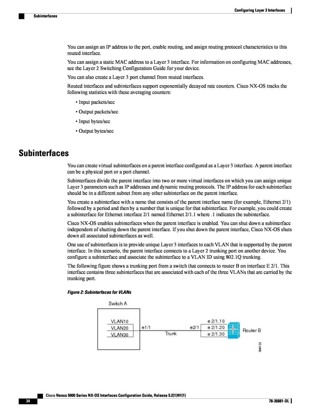 Cisco Systems N5KC5596TFA manual Subinterfaces 