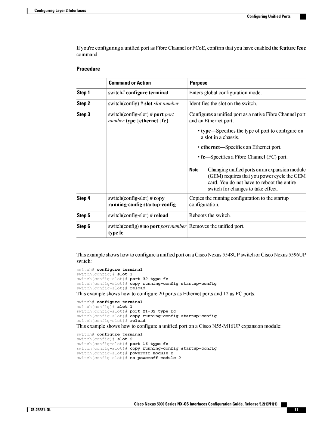 Cisco Systems N5KC5596TFA manual Number type ethernet fc, Running-config startup-config, Type fc 