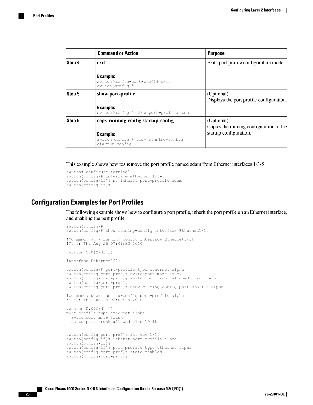 Cisco Systems N5KC5596TFA manual Configuration Examples for Port Profiles 