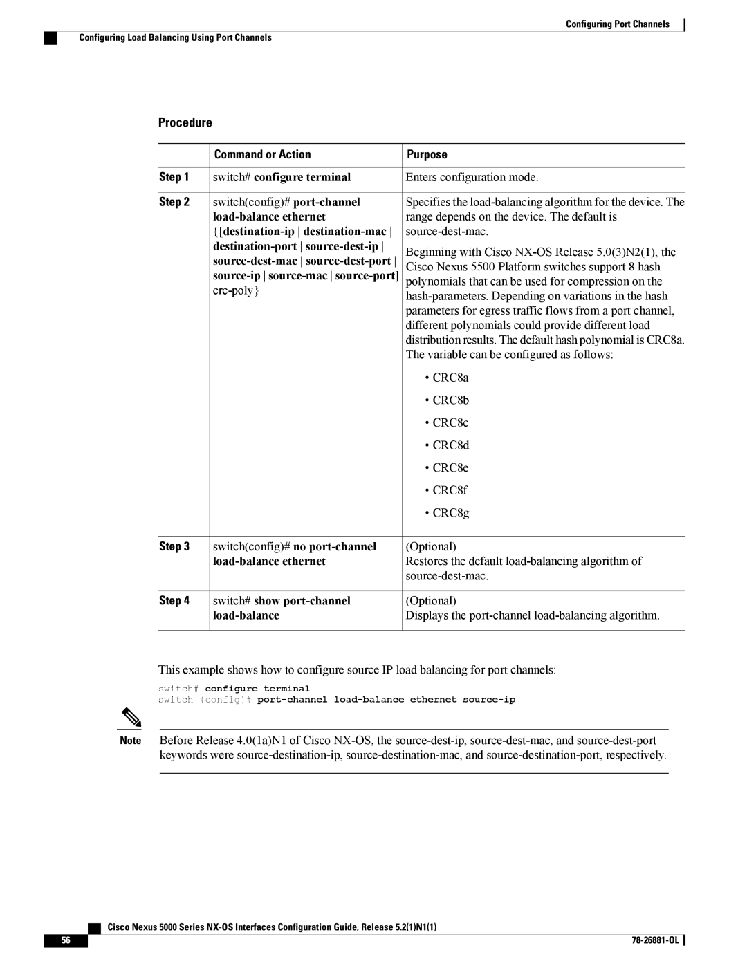 Cisco Systems N5KC5596TFA manual Switch# show port-channel load-balance 