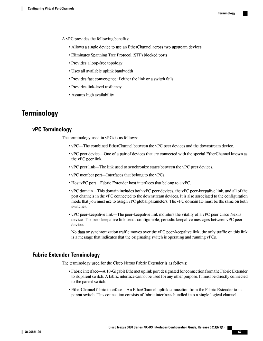 Cisco Systems N5KC5596TFA manual VPC Terminology, Fabric Extender Terminology 