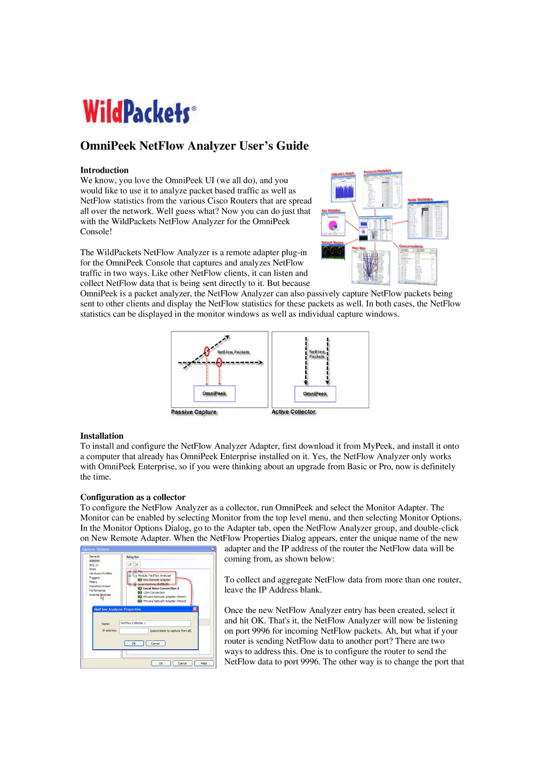 Cisco Systems NetFlow Analyzer s manual Introduction, Installation, Configuration as a collector 