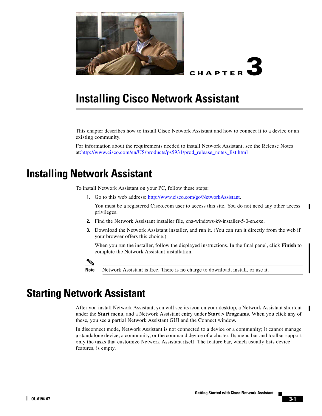 Cisco Systems manual Installing Cisco Network Assistant, Installing Network Assistant, Starting Network Assistant 