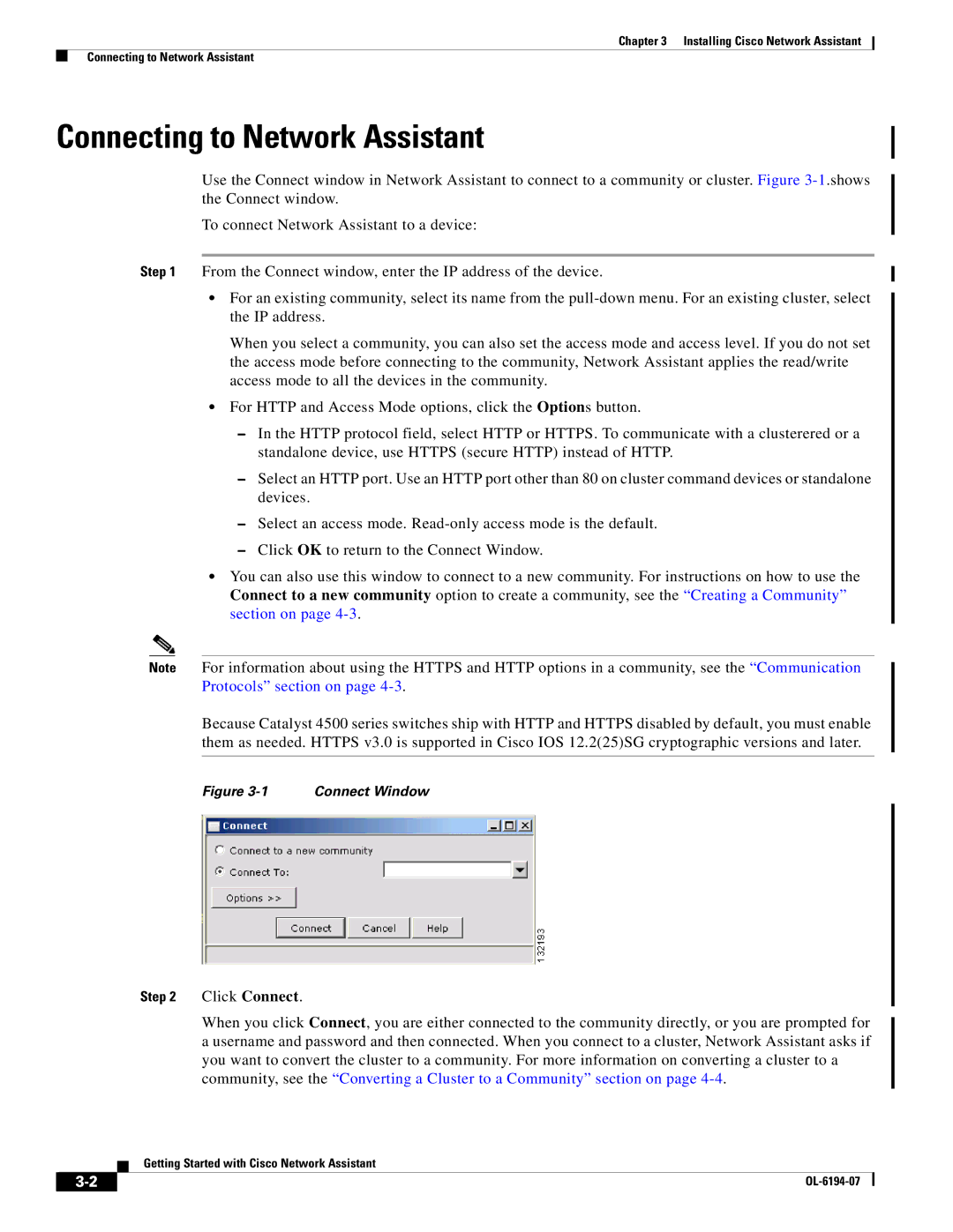 Cisco Systems manual Connecting to Network Assistant, Connect Window 