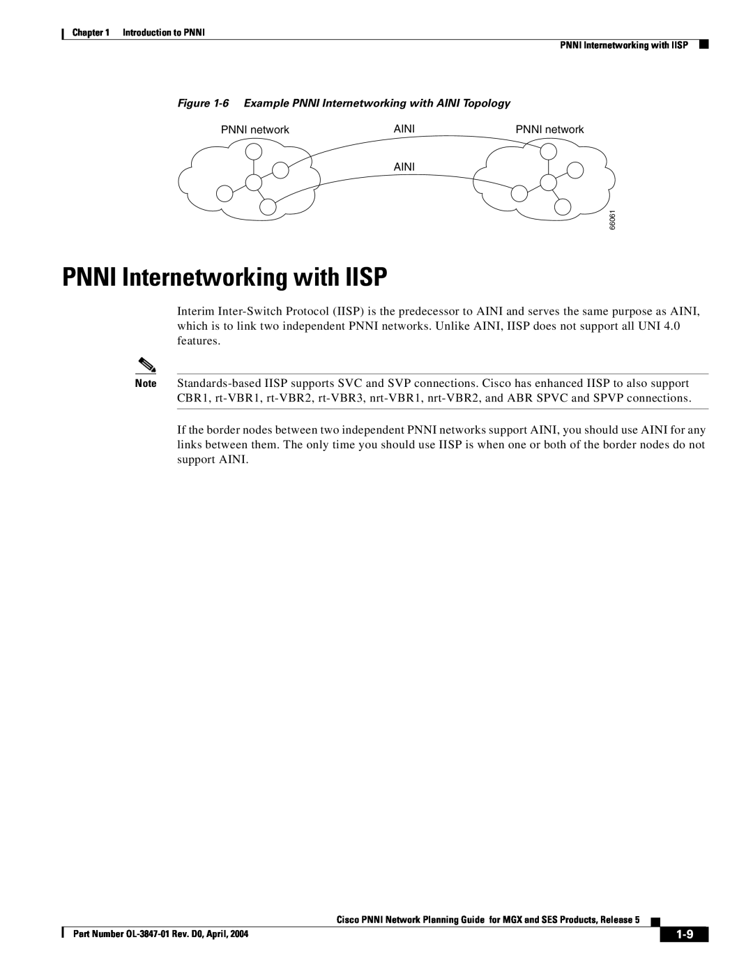Cisco Systems Network Router manual PNNI Internetworking with IISP, 6 Example PNNI Internetworking with AINI Topology 