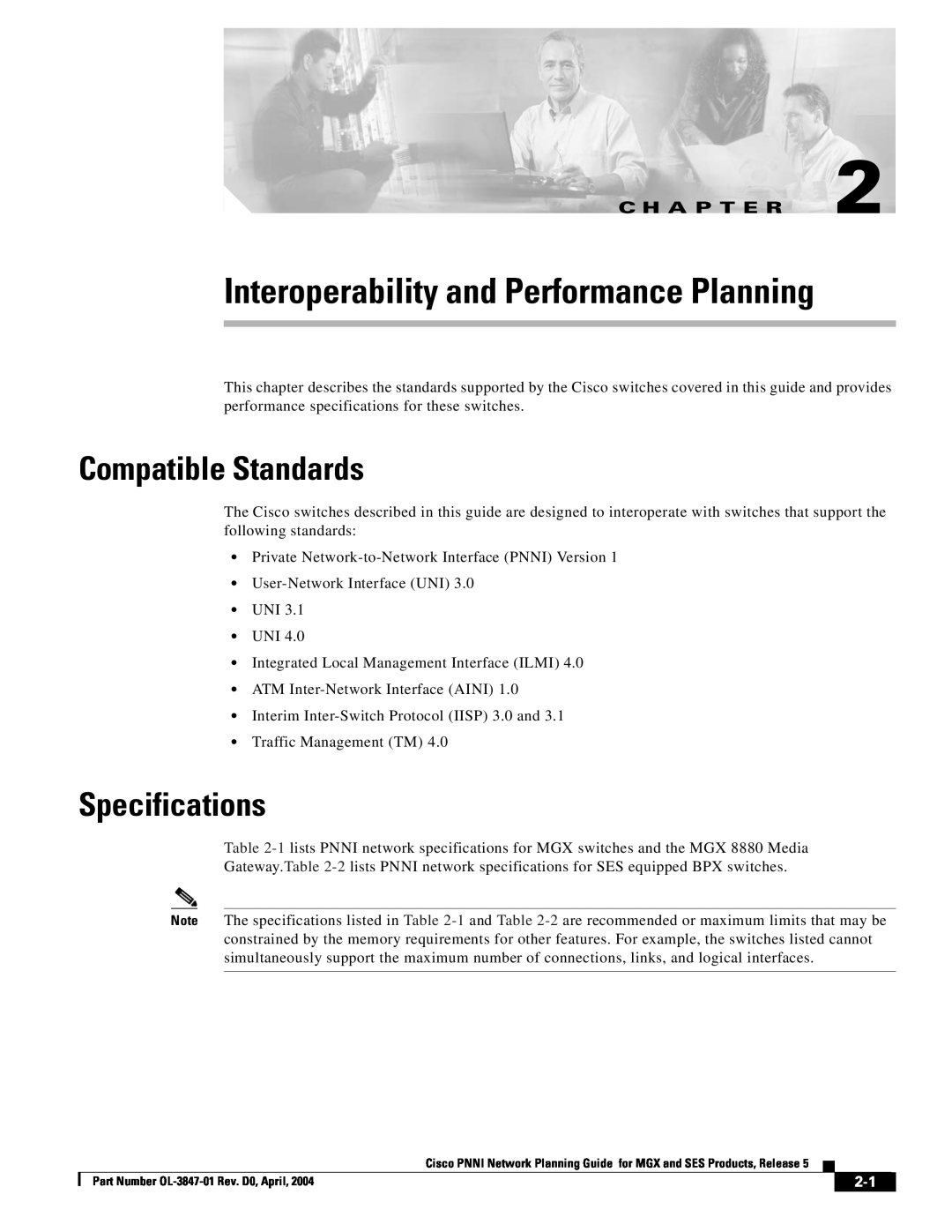 Cisco Systems Network Router manual Interoperability and Performance Planning, Compatible Standards, Specifications 