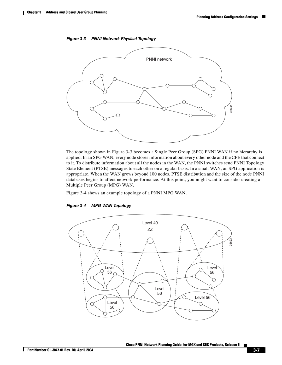 Cisco Systems Network Router manual 4 shows an example topology of a PNNI MPG WAN 