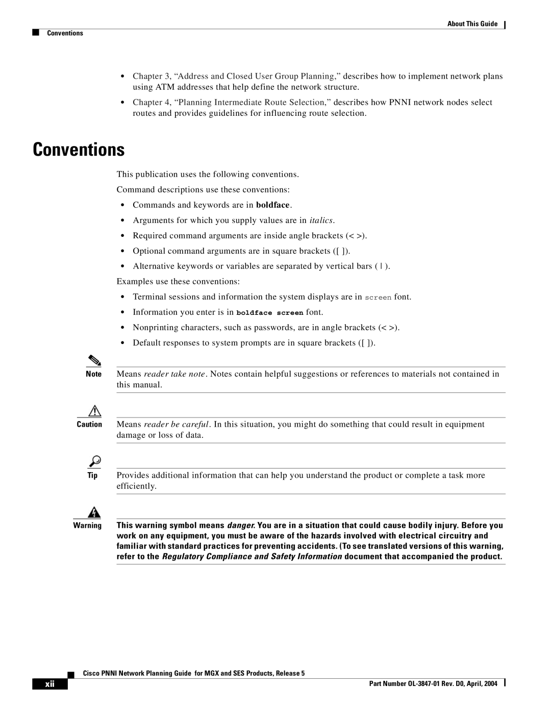 Cisco Systems Network Router manual Conventions, Xii 