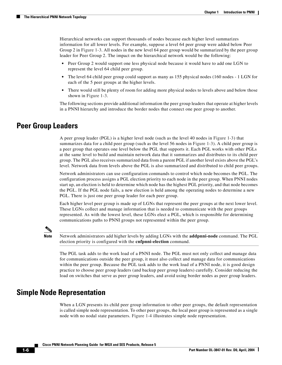 Cisco Systems Network Router manual Peer Group Leaders, Simple Node Representation 