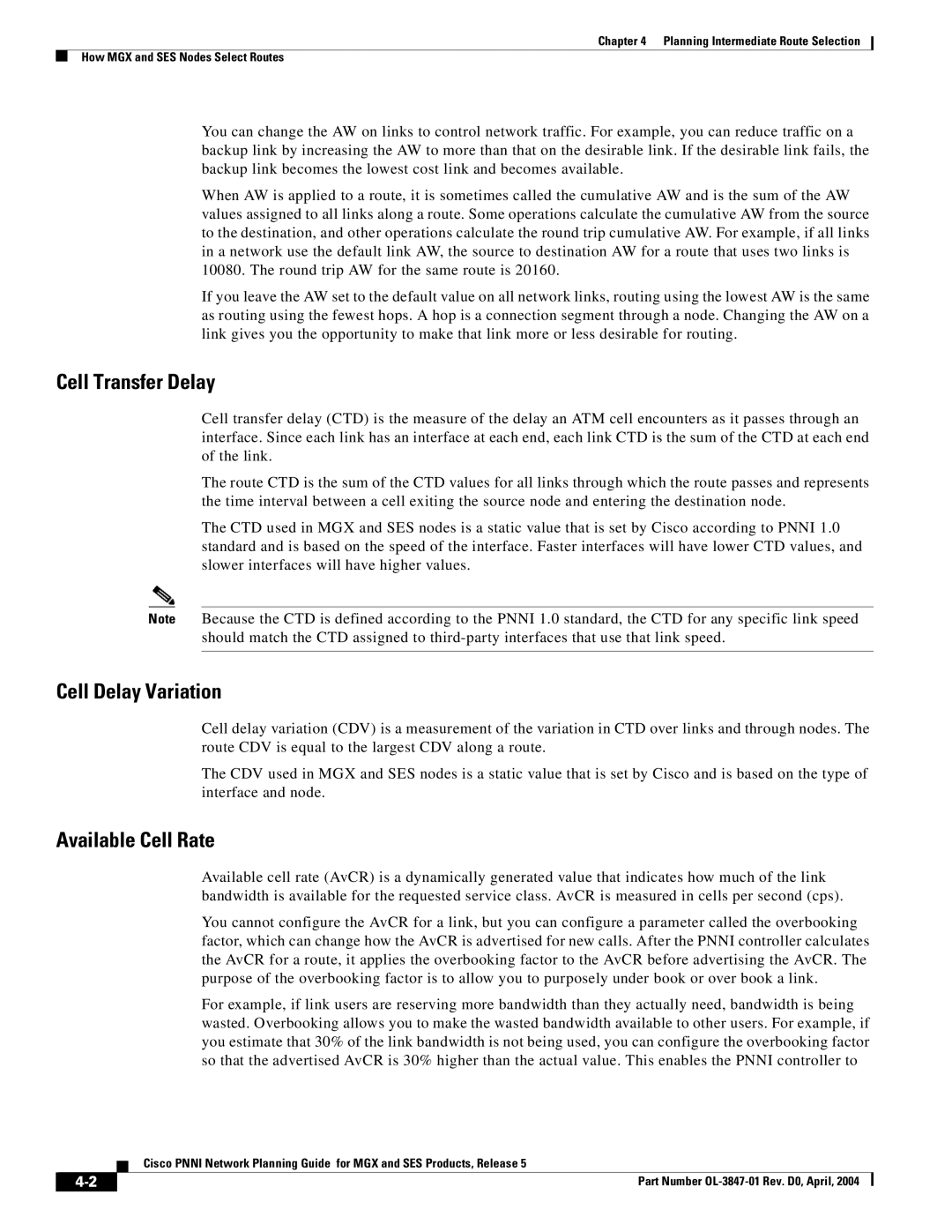 Cisco Systems Network Router manual Cell Transfer Delay, Cell Delay Variation, Available Cell Rate 