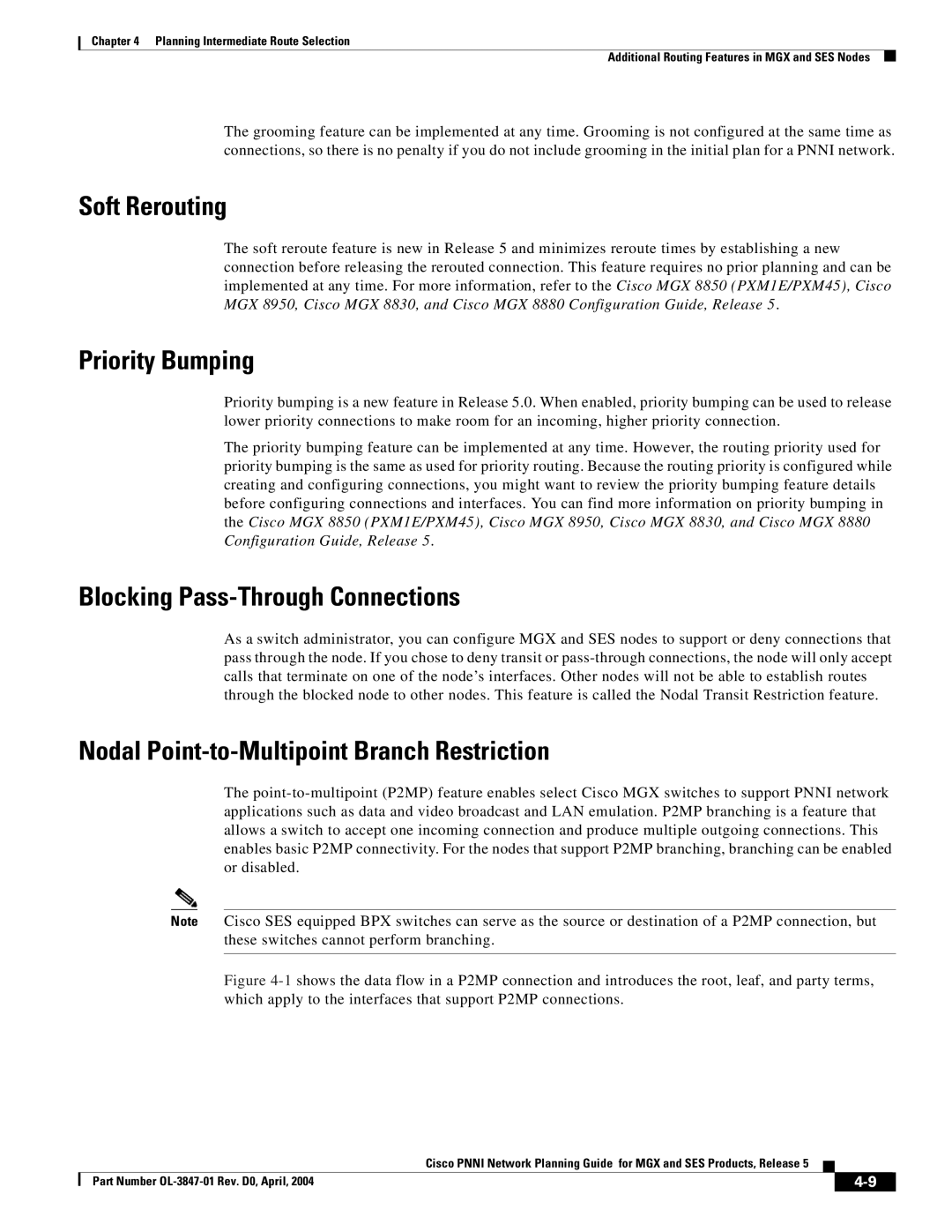 Cisco Systems Network Router manual Soft Rerouting, Priority Bumping, Blocking Pass-Through Connections 