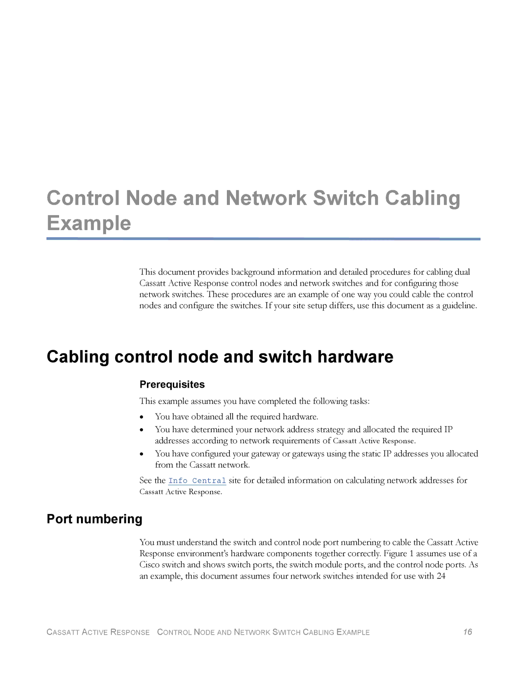 Cisco Systems manual Control Node and Network Switch Cabling Example, Port numbering 