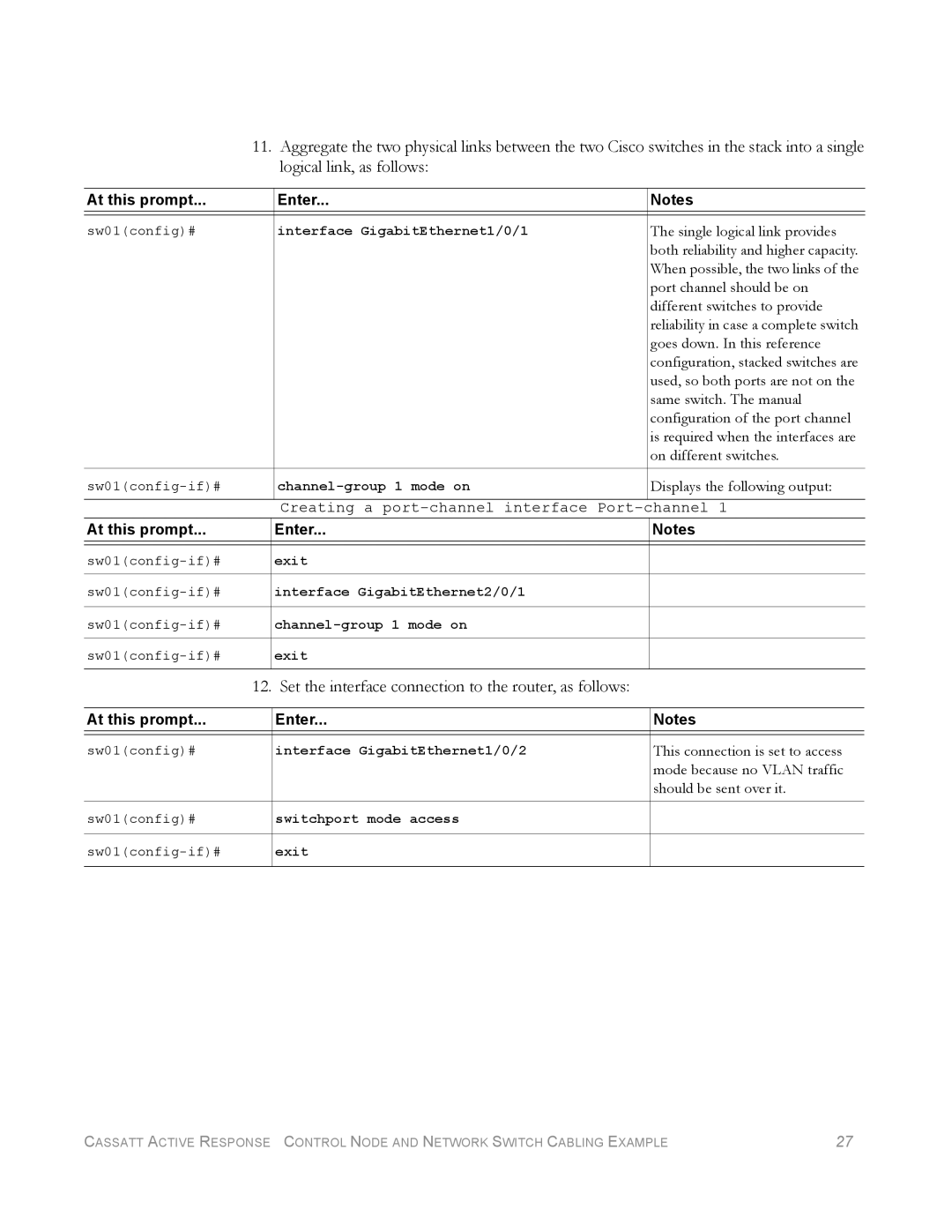 Cisco Systems Network Switch Cabling manual Set the interface connection to the router, as follows, Should be sent over it 