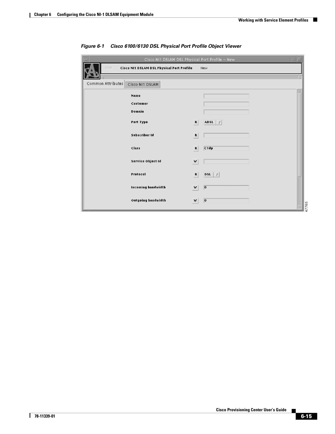 Cisco Systems NI-1 manual Cisco 6100/6130 DSL Physical Port Profile Object Viewer 