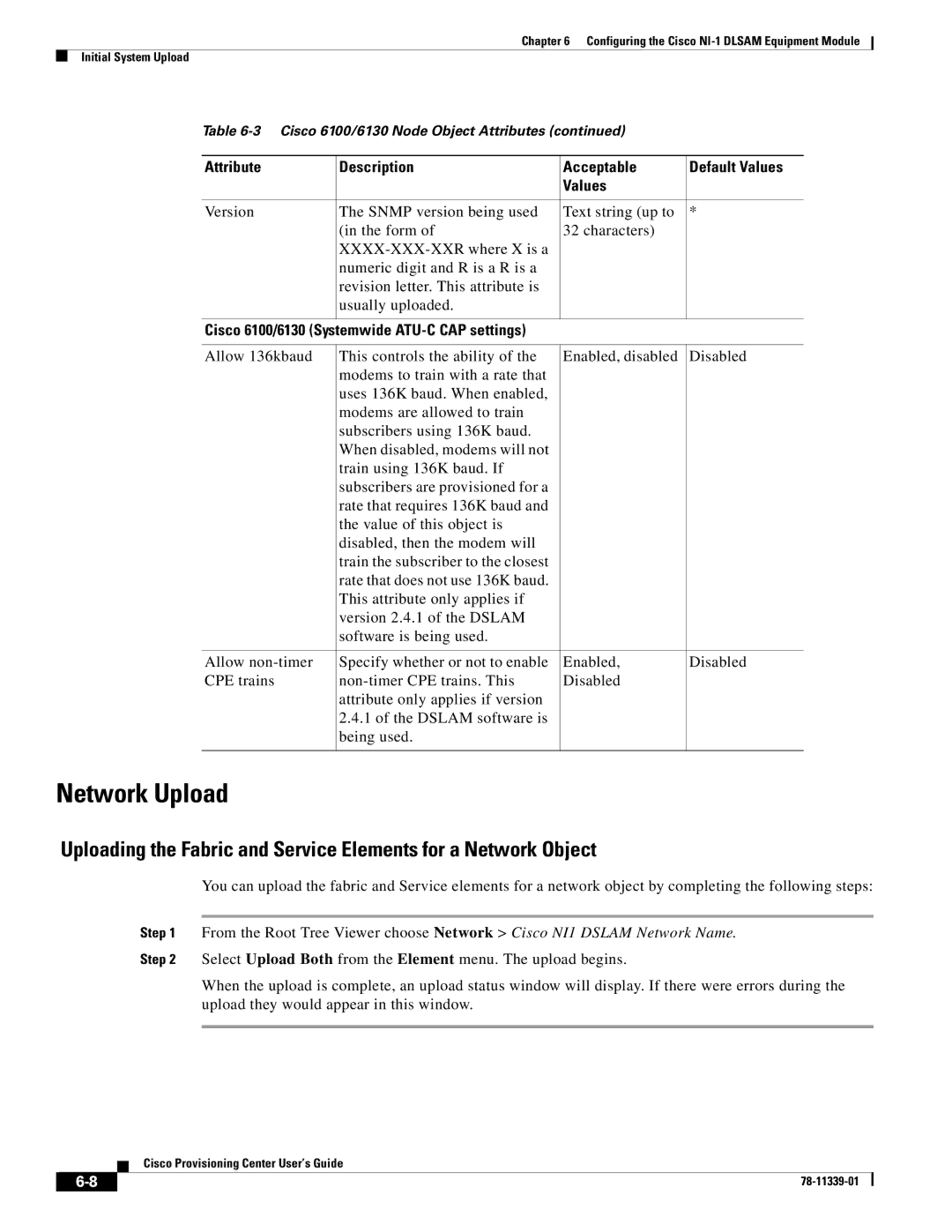 Cisco Systems NI-1 manual Network Upload 