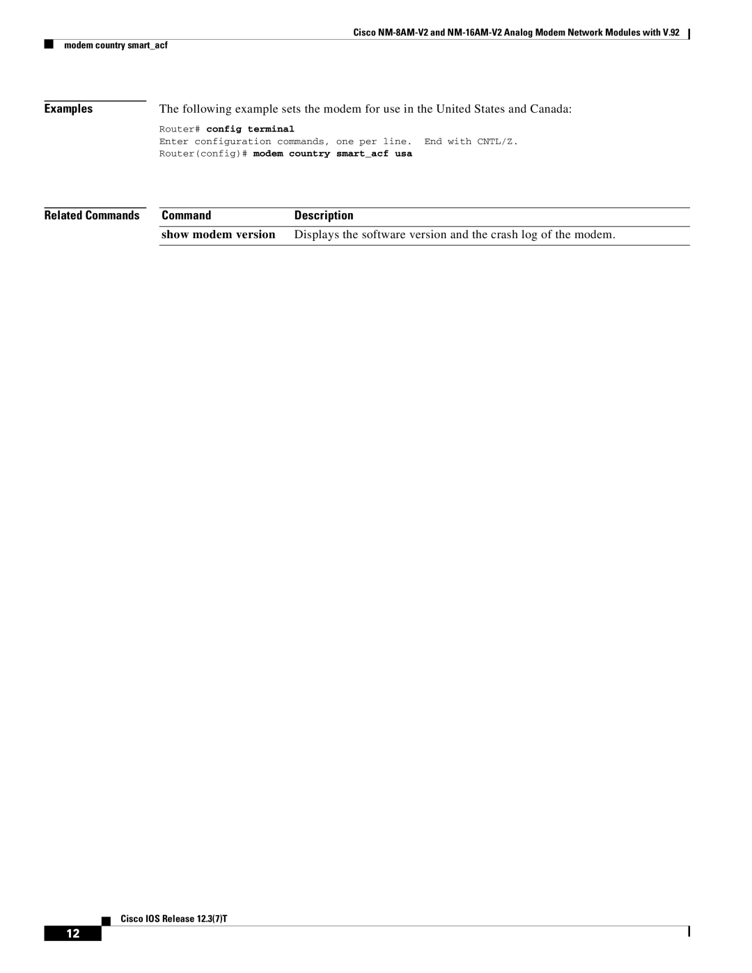 Cisco Systems NM-16AM-V2, NM-8AM-V2 manual Examples, Related Commands CommandDescription 