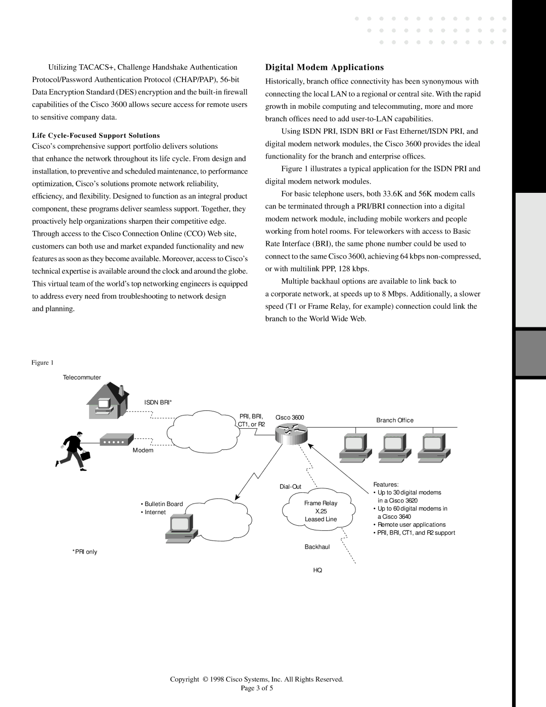 Cisco Systems MICA-6MOD, NM24DM Digital Modem Applications, Cisco’s comprehensive support portfolio delivers solutions 