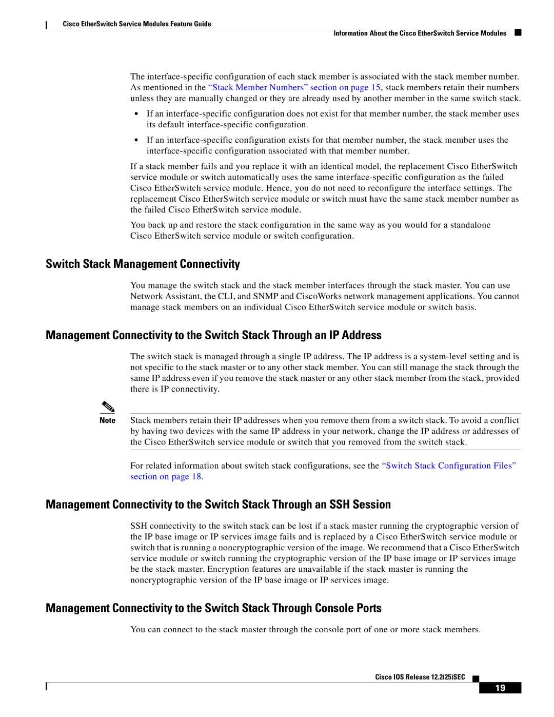 Cisco Systems NME-16ES-1G manual Switch Stack Management Connectivity 