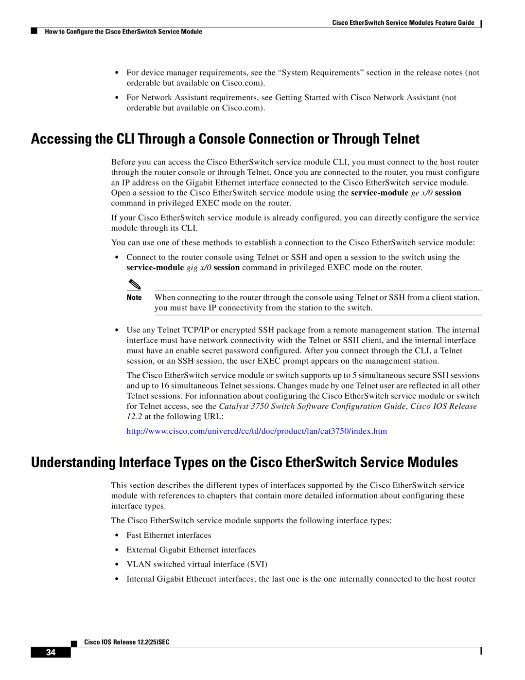 Cisco Systems NME-16ES-1G manual Cisco IOS Release 12.225SEC 