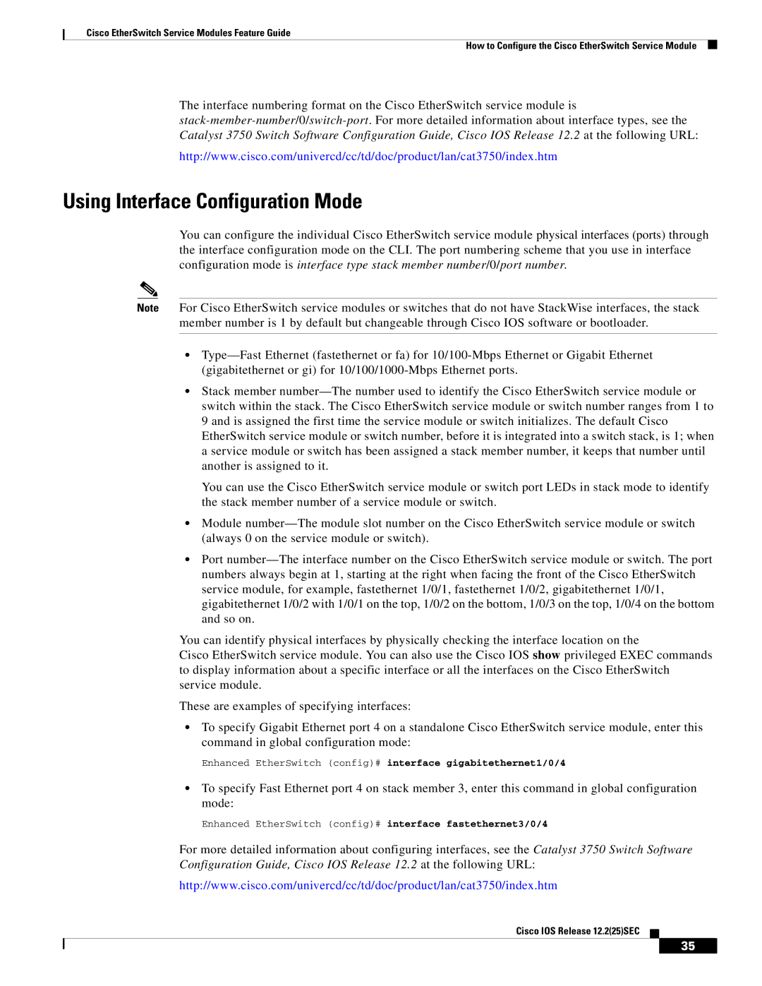 Cisco Systems NME-16ES-1G manual Using Interface Configuration Mode 