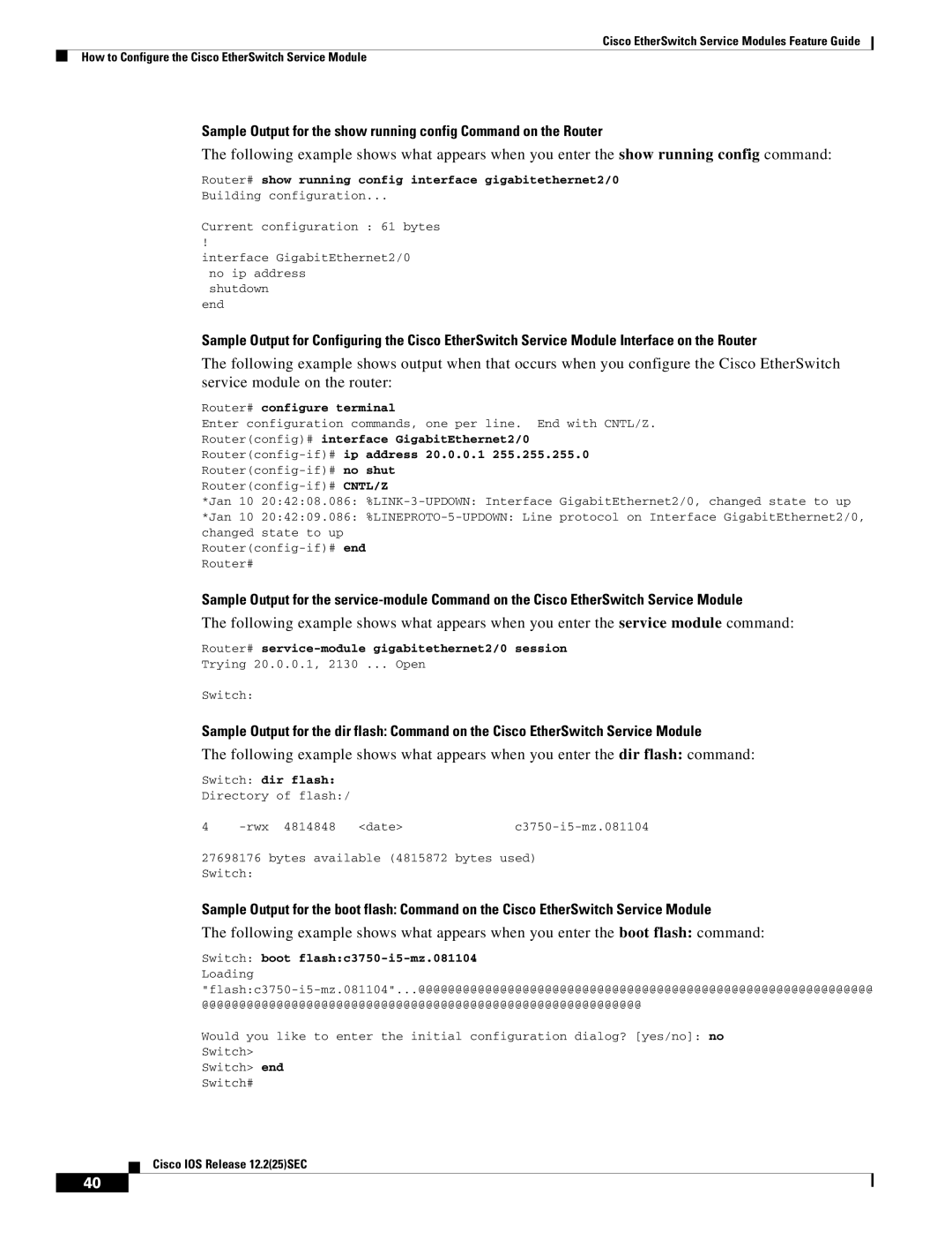 Cisco Systems NME-16ES-1G manual Router# show running config interface gigabitethernet2/0, Router# configure terminal 